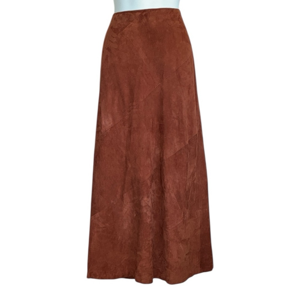 SIENA COLLECTION Suede Maxi Skirt, Rust, Back Zip. 10 EUC